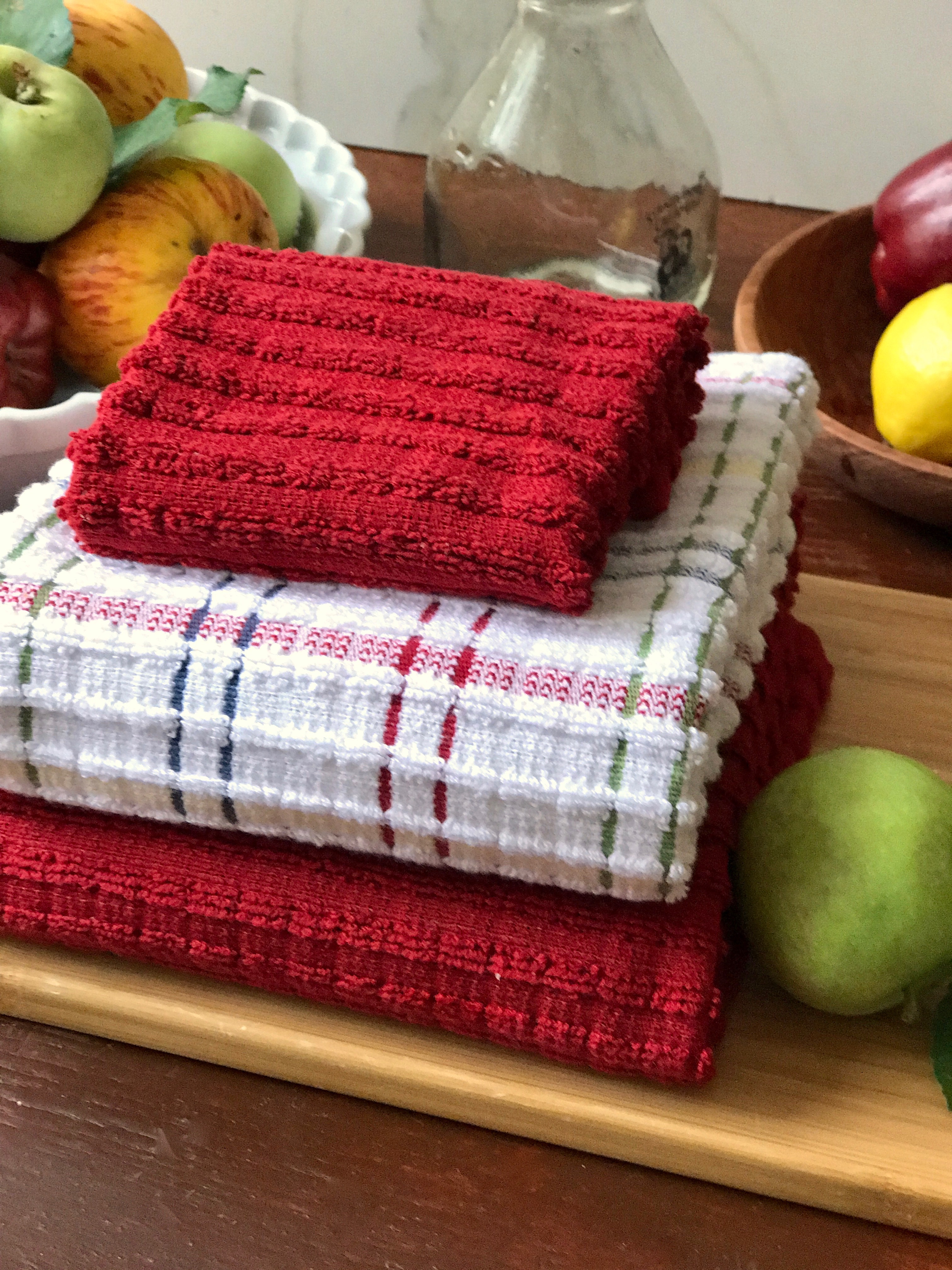 Oversized Waffle White Dish Towels, Set of 2