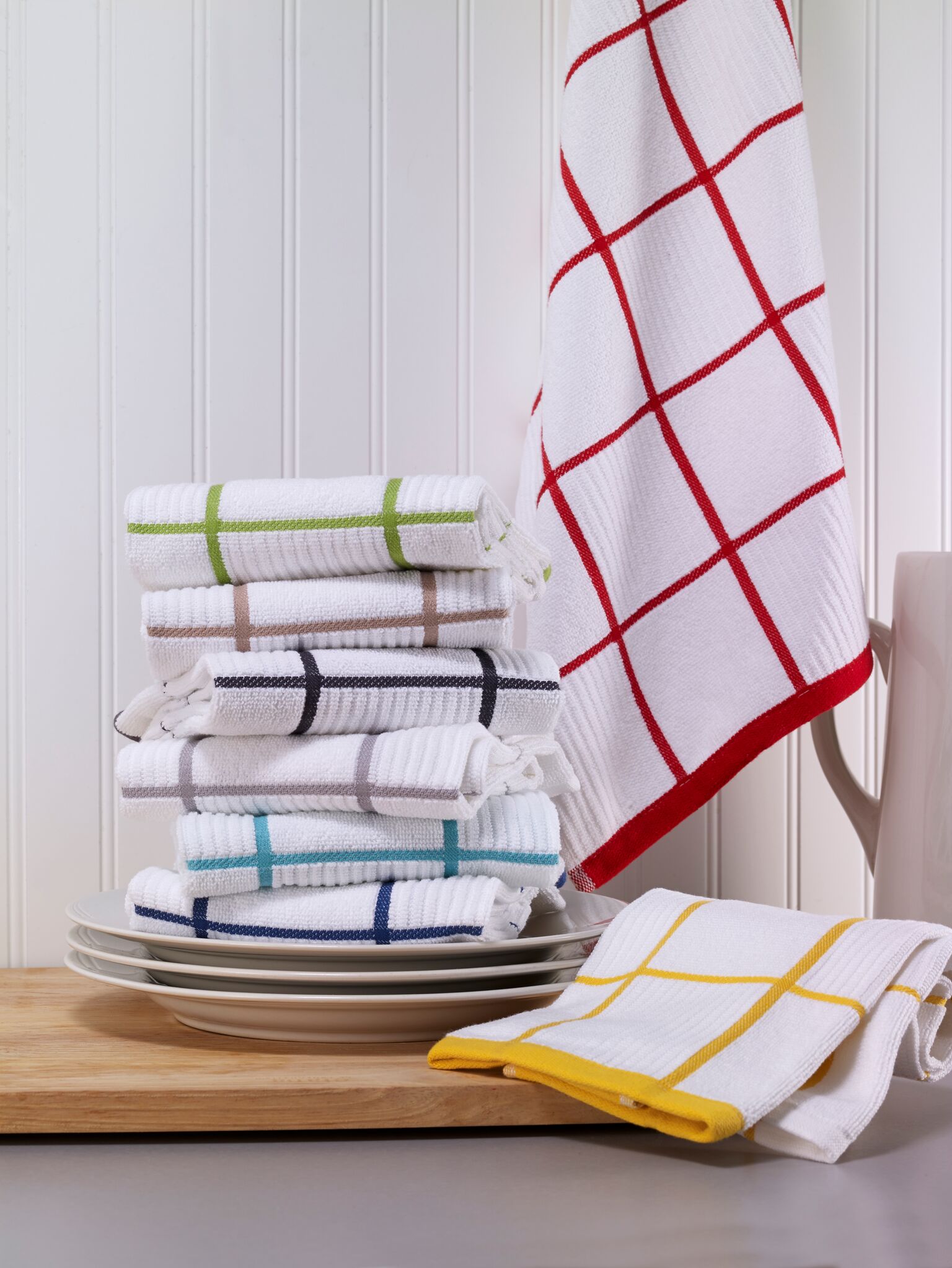 T-Fal 100% Cotton 8 Piece Flat Waffle Kitchen Dish Cloth Set, Neutral